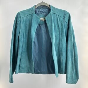 Vintage Fabio Suede Leather Jacket Medium Green Moto